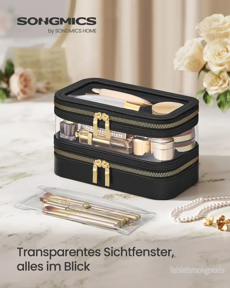 Sminkväska med smyckeskrin – Elegant design – Bläcksvart - Bild 2