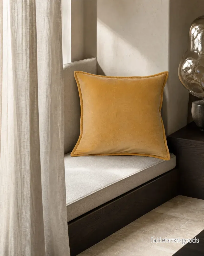 Kuddfodral Classic Velvet Ockra - Bild 2