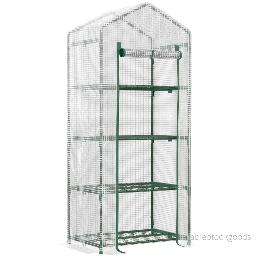 Vitt 4-hylls växthus, folieöverdrag, 70x50x160 cm Vitt 4-hylls växthus, folieöverdrag, 70x50x160 cm