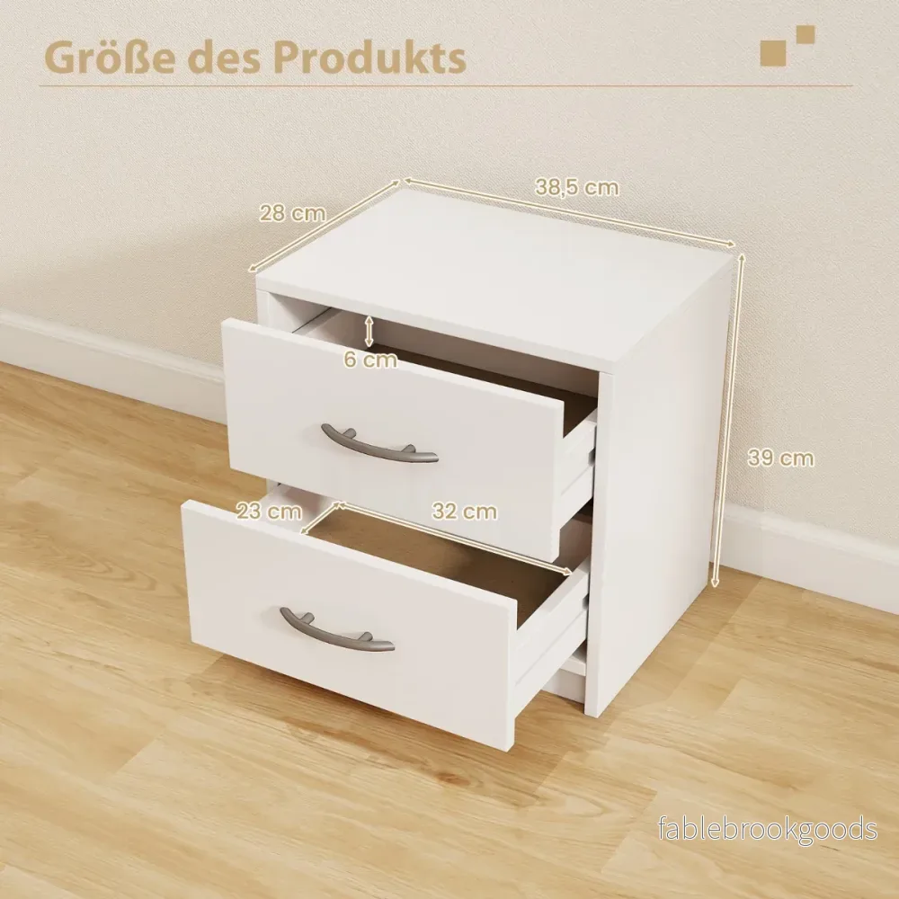 Nattduksbord – med lådor Litet sidobord Nattbord Soffbord Nattkommod – 2 – Vit - Bild 2