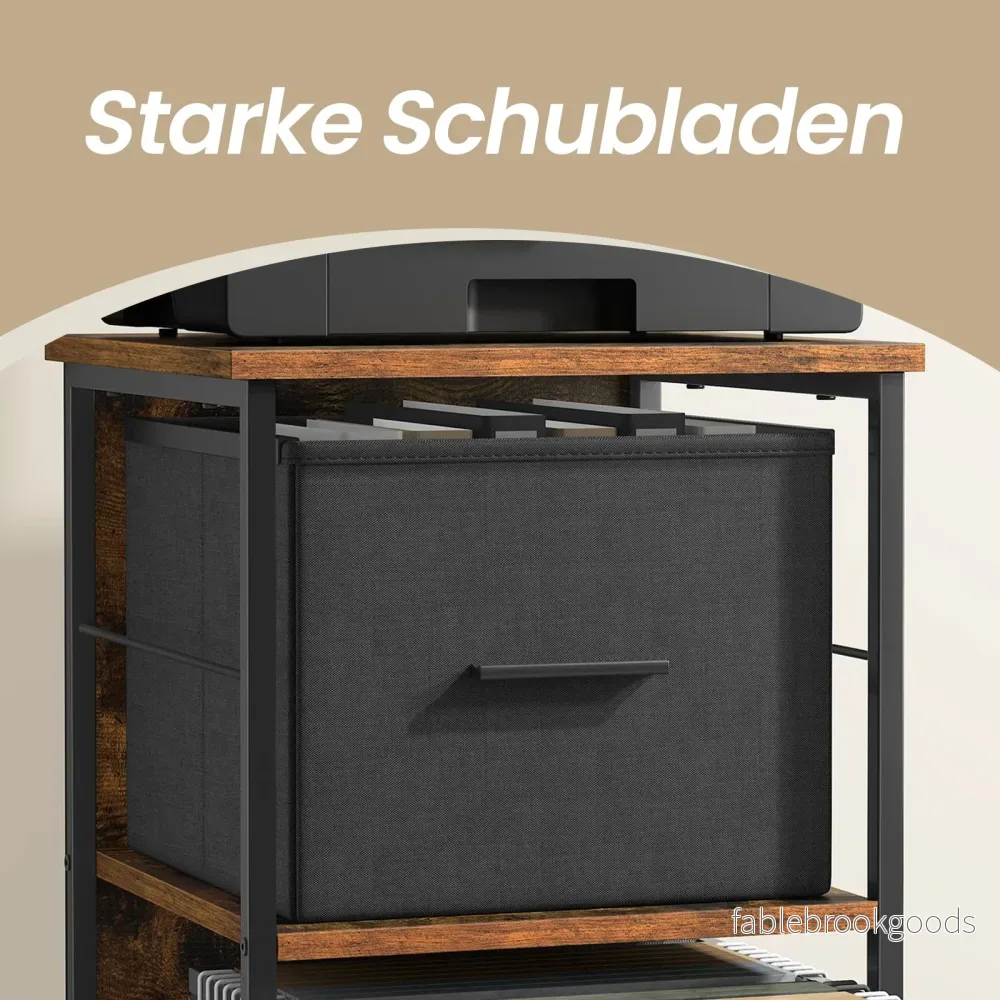 Arkivskåp – 2 lådor – Skrivarställ – Vintage Brun-Ink Svart - Bild 3