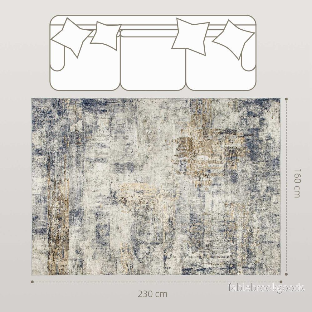 Vardagsrumsmatta, Polyester, Modern Art Mönster, Tvättbar, Grå - Bild 3