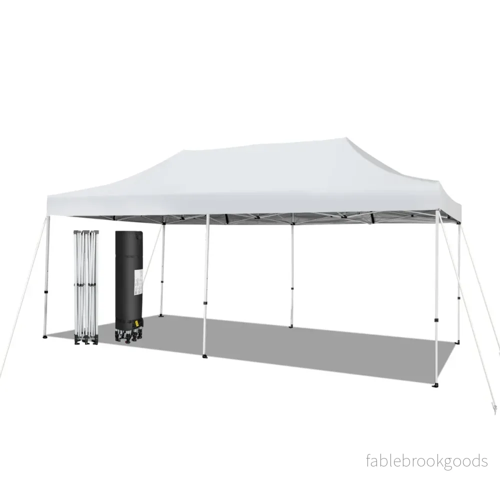 Stort – pop up kapelltält Omedelbart solskydd med hjul – 600 x 300 cm – Vit