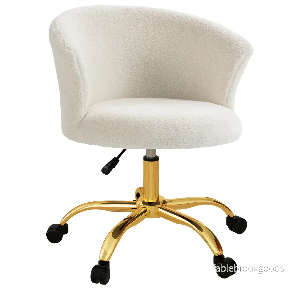 Ställbar kontorsstol, Teddy Fleece, 58x56x68-76 cm, Vit