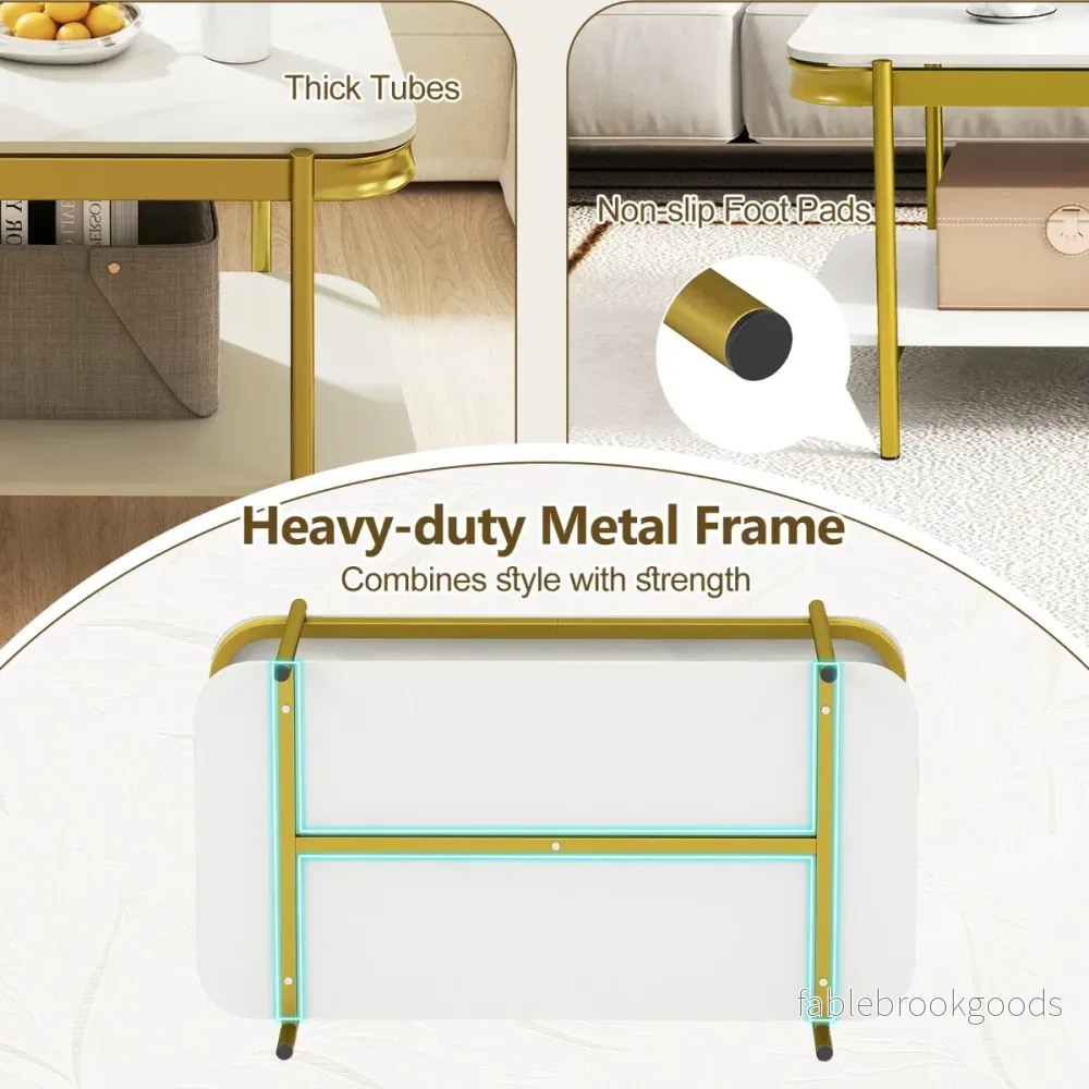 Rektangulär – soffbord Modern cocktailbord kaffebord akcentbord – Vit - Bild 3