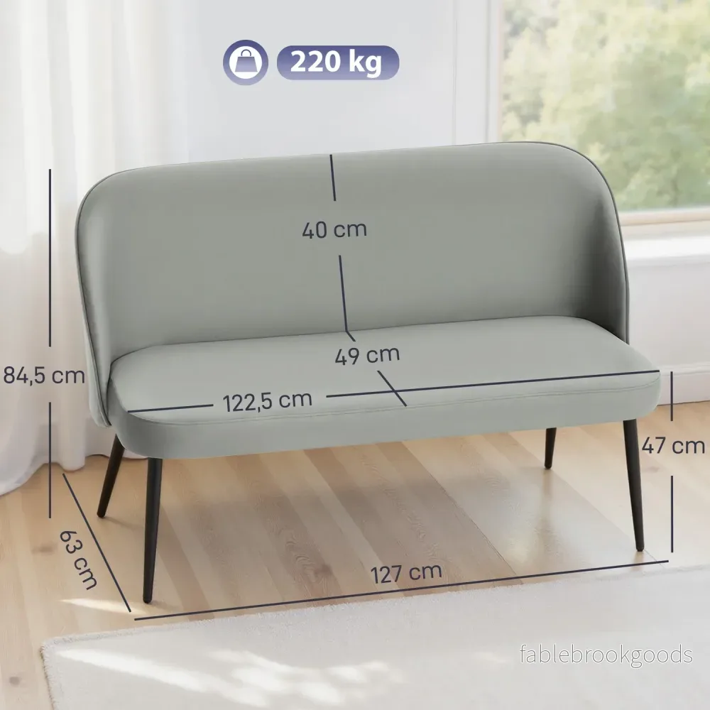 2-sitssoffa, sammetstyg, metall- och träram, grå - Bild 3