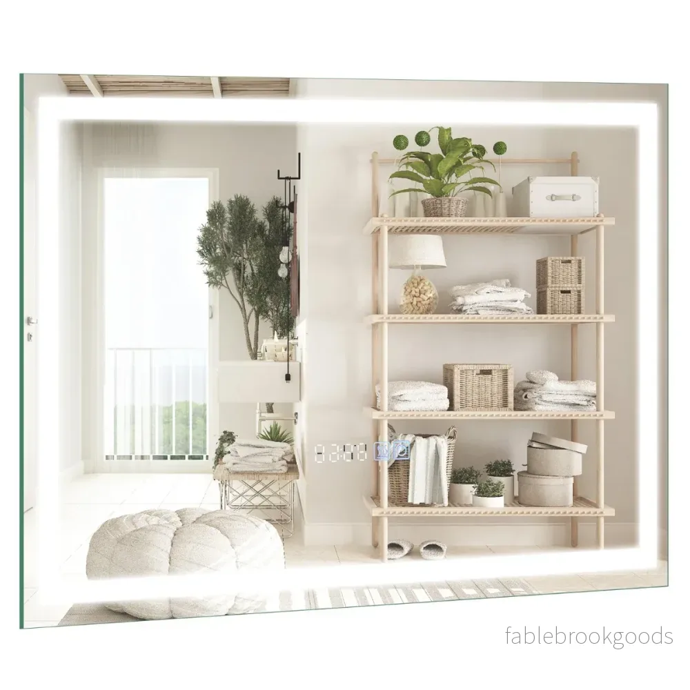 Badrumsspegel – med anti dimklocka touch omkopplare och minnesfunktion spegelvärme LED dimbar 3000K 6000K – 60 x 40 cm – Silver