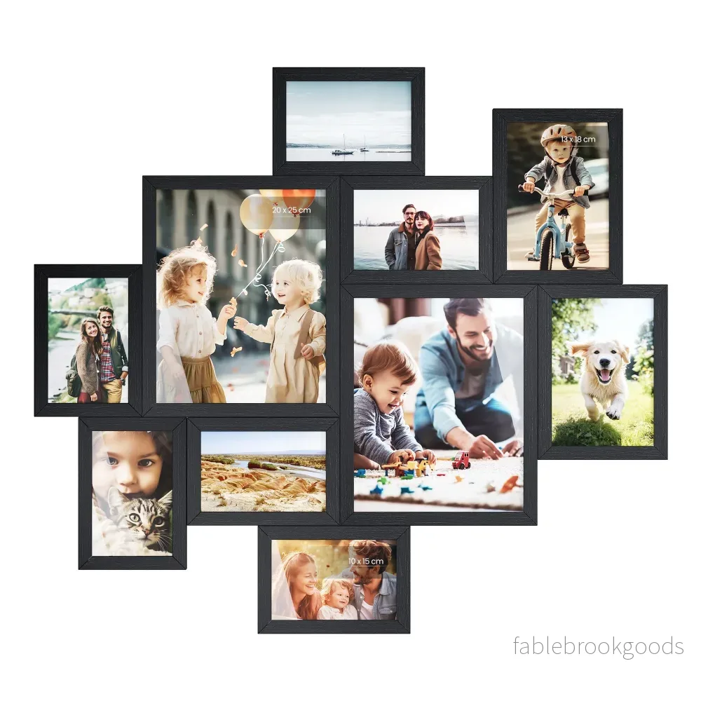 Fotolijsten – Set van 10 – Diverse Maten – PVC – Zwart Fotolijsten – Set van 10 – Diverse Maten – PVC – Zwart