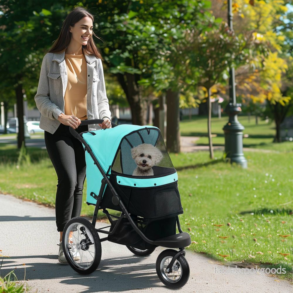 Hundvagn Jogger, hopfällbar, för husdjur upp till 10 kg, turkos - Bild 2
