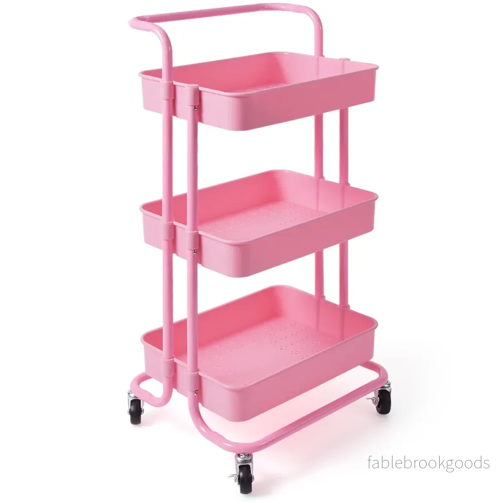 hyllor – Rullvagn Multi Purpose Cart med handtag Enkel montering – 3 – Rosa