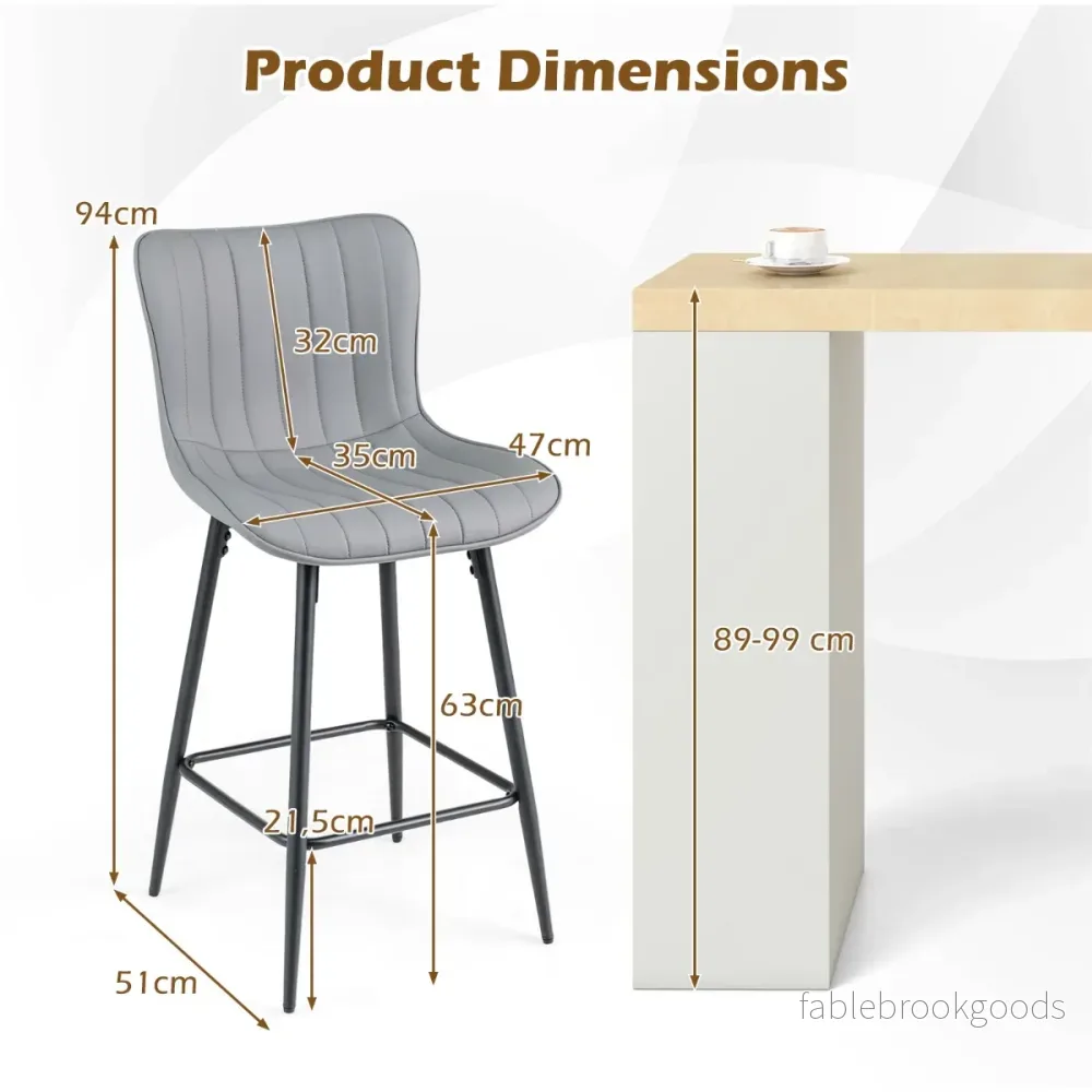 Barpall – pack, höga kökspallar med ergonomiskt ryggstöd och vadderad sits – 2 - Bild 2