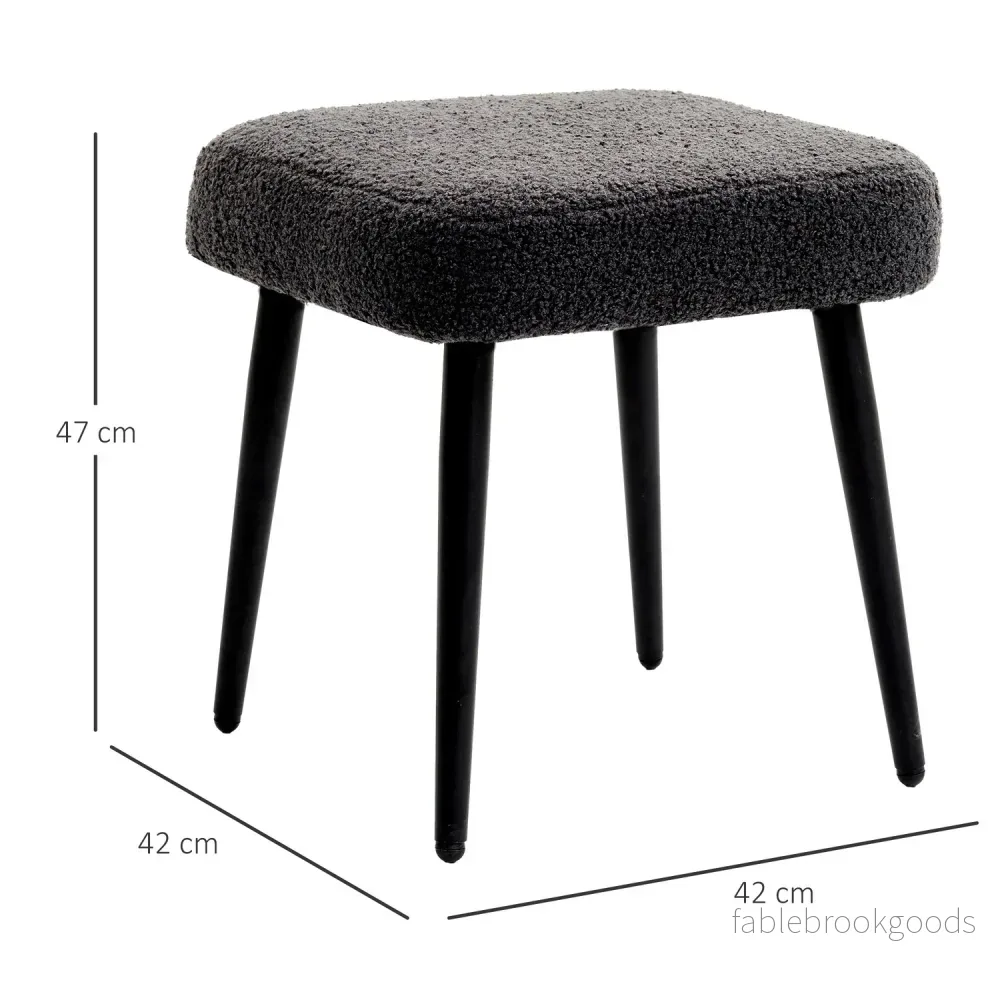 Fyrkantig fotpall, kashmirlook, stålben, mörkgrå - Bild 3