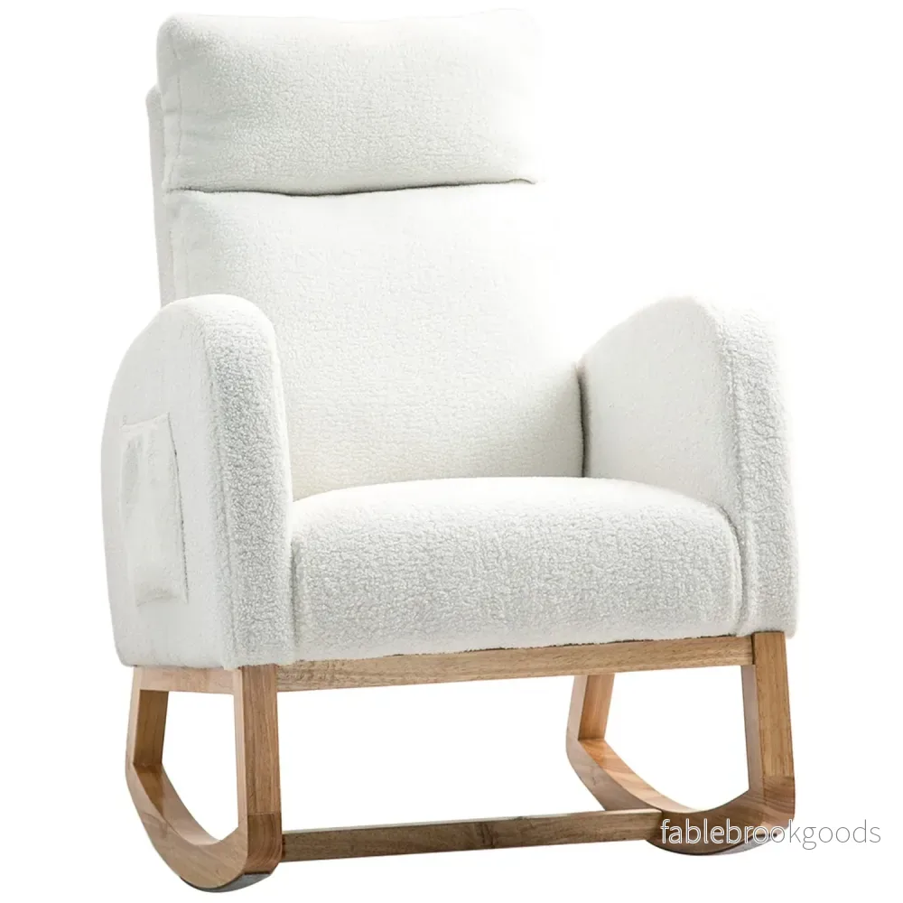 Cream White Velvet-Look gungstol, rymmer upp till 120 kg