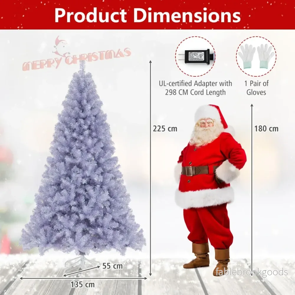 Konstgjord – julgran med belysning varmvita LED lampor Violett – 225 cm – Lila - Bild 2