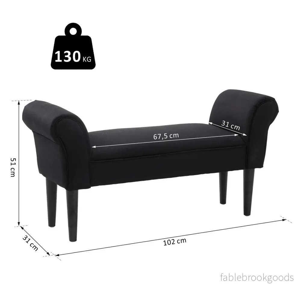 Svart stoppad sovrumsbänk – MDF & Foam, 102x31x51 cm - Bild 3