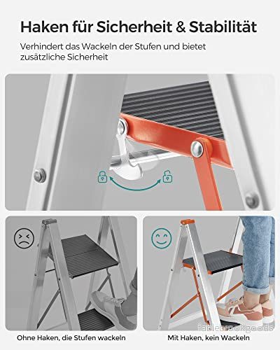 Fällbar stege – 3 steg – Aluminium – Silver - Bild 3