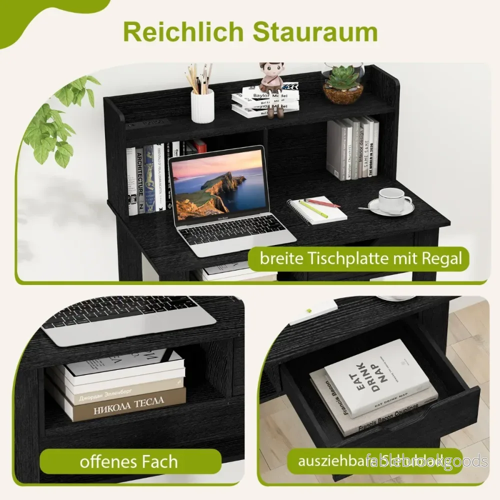 Skrivbord – med uttag Litet datorbord fäste – 95 x 56 x 109,5 cm – Svart - Bild 3