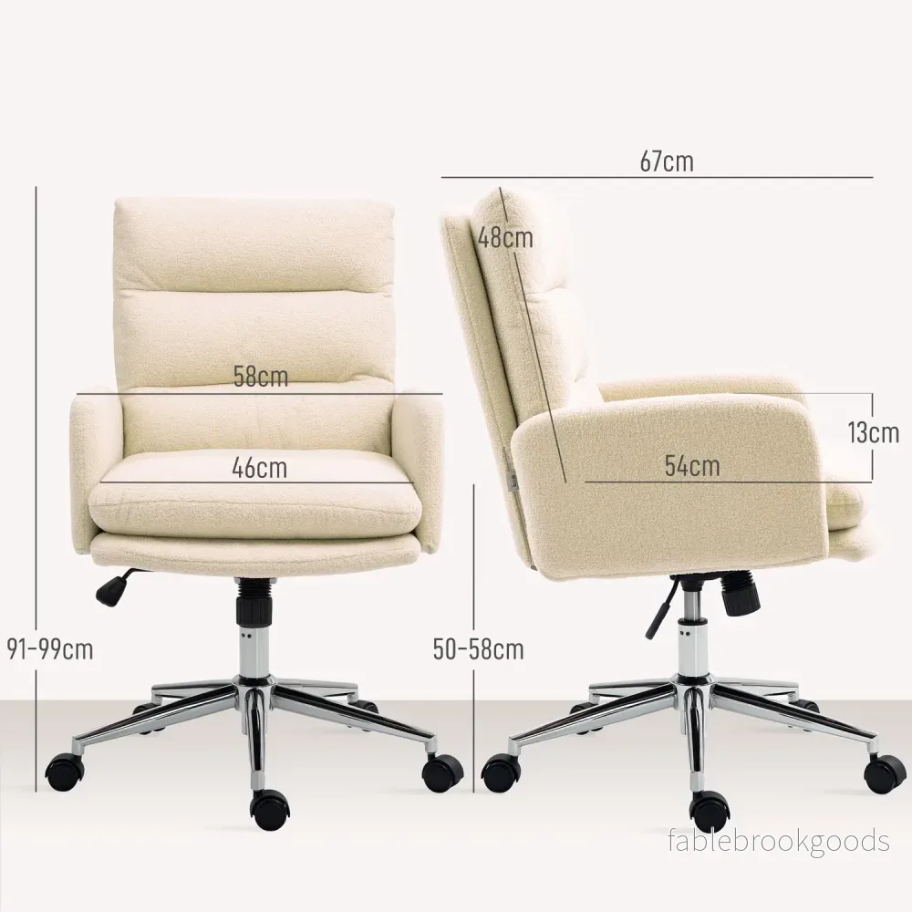Ergonomisk kontorsstol, lammullslook, höjdjusterbar - Bild 3
