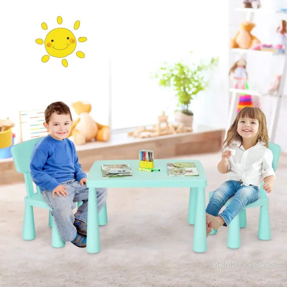 stycken – Barnsittgrupp Barnbord med stolar Barnmöbler av plast – 3 2 – Grön