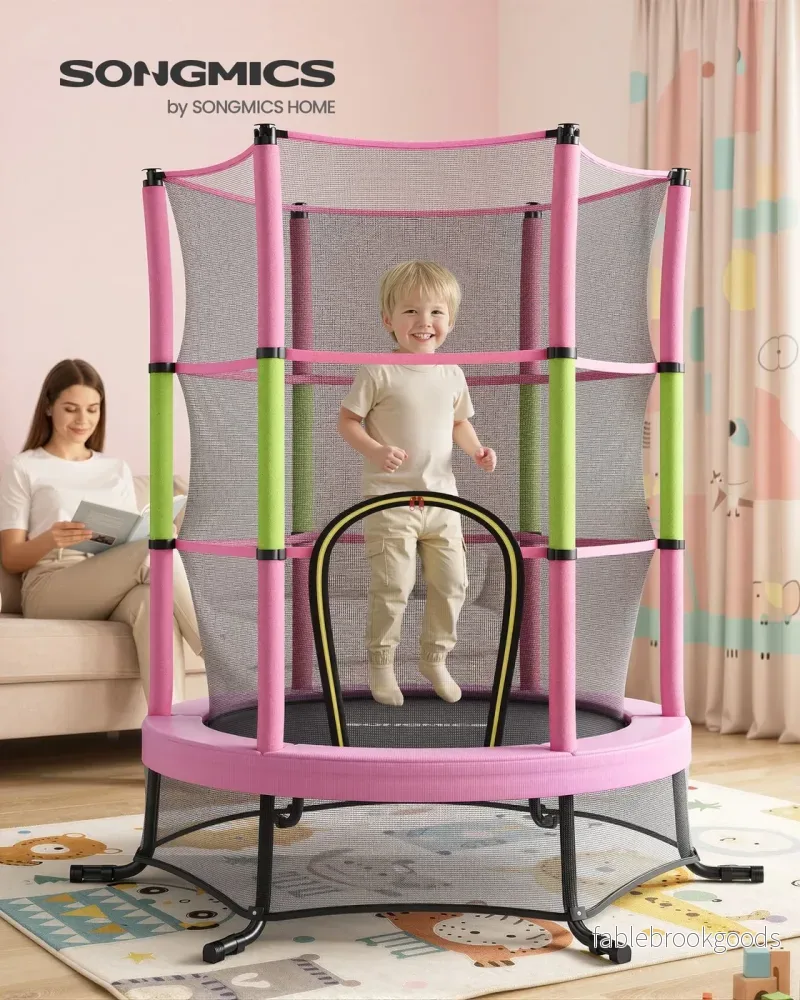 Kindertrampoline - 174 cm - Met Veiligheidsnet - Randbescherming - Roze - Bild 2