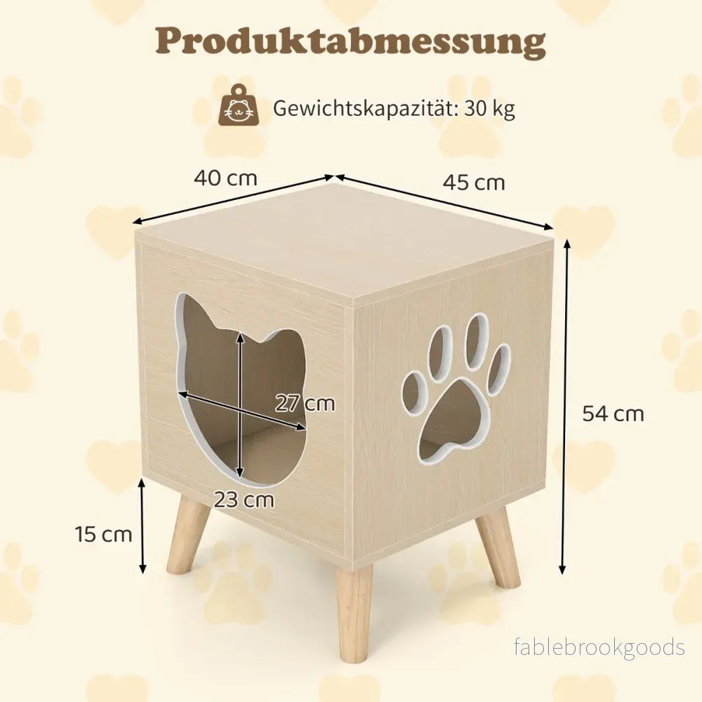 Kattlåda – Skåp Modern med avtagbart lock Kattingång och fönster – Natur - Bild 2