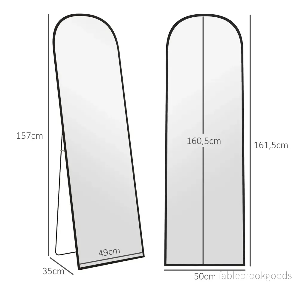 Hellängds stående spegel med stativ, svart 64""x20"" - Bild 3