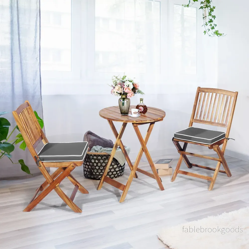 delat – balkongmöbelset med runt bord och stolar kuddar ergonomisk sittgrupp – 3 2 2 – Grå - Bild 3