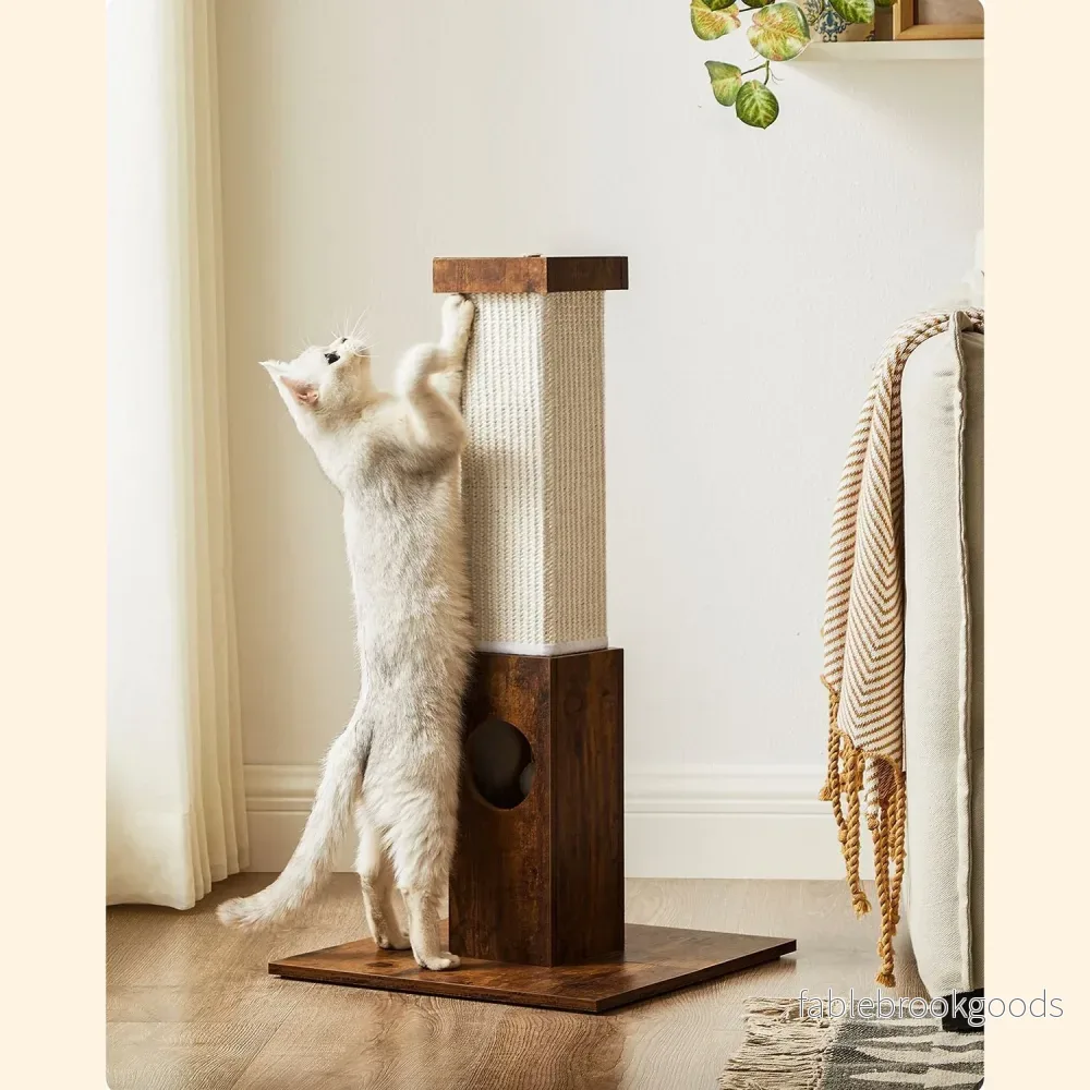 Kattskrapstolpe – Med leksakskula – 73 cm – Vintagebrun - Bild 2