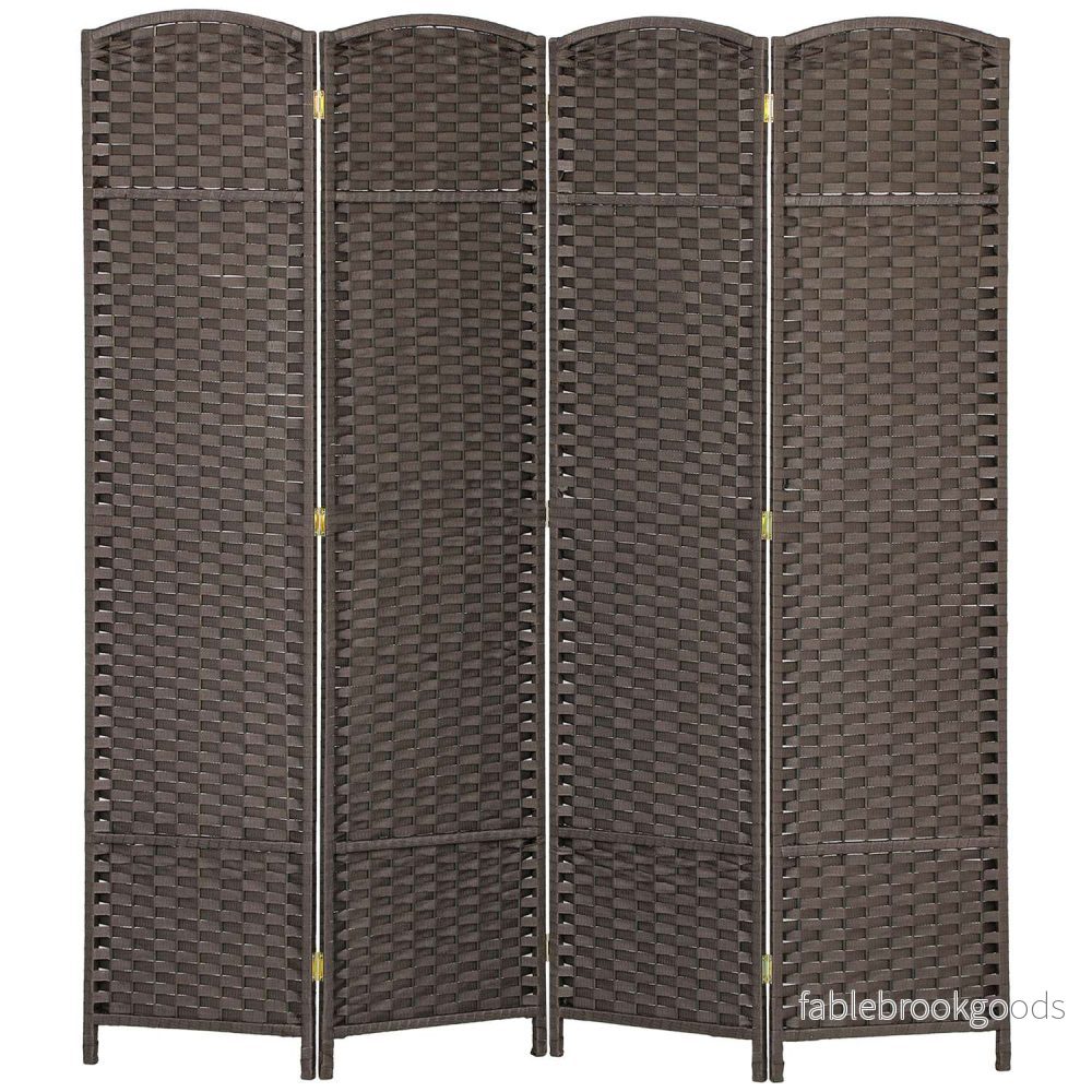 4-panels fällbar rumsavdelare, brun, polypropen