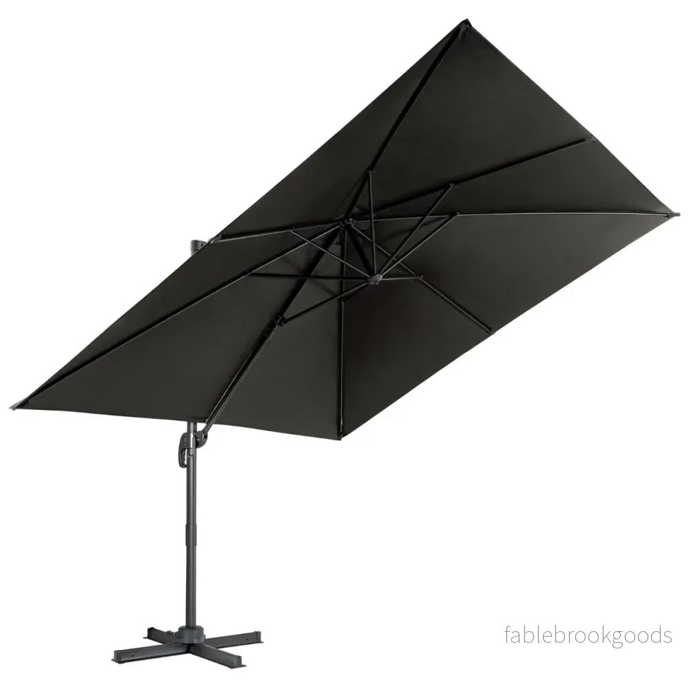 Parasoll – fyrkantigt fribärande med vev – 300 x 300 cm – Svart