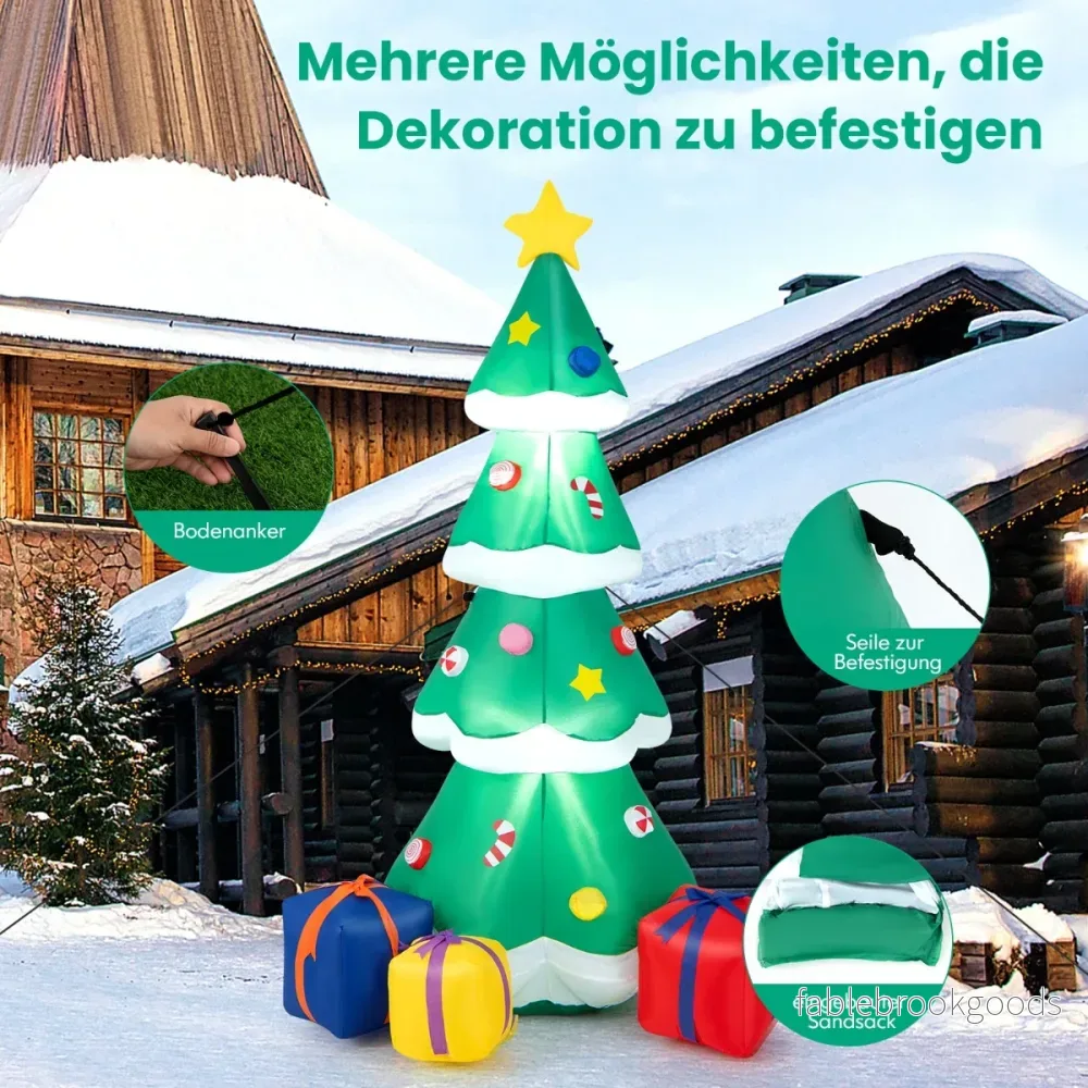 Uppblåsbar – julgran med presentask LED juldekoration – 180 cm – Grön - Bild 3