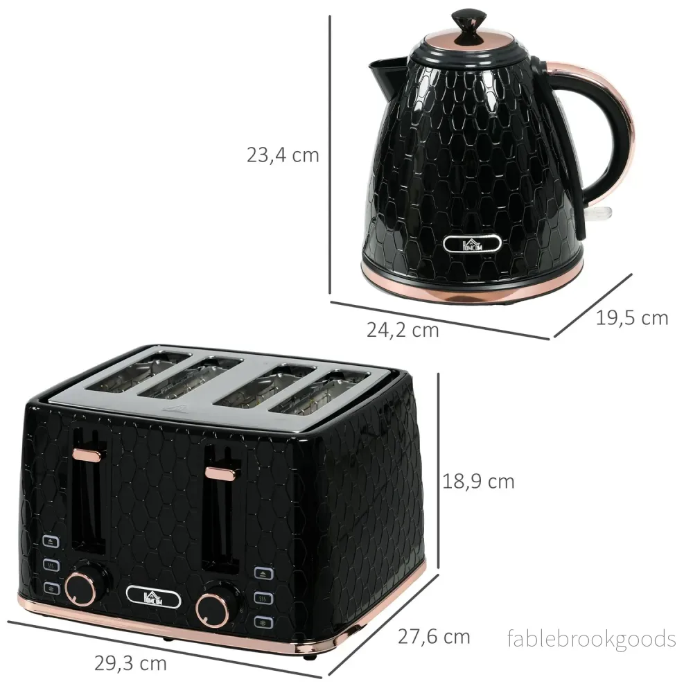 Brödrost- och vattenkokare, svart, 1,7 l, kapacitet för 4 skivor - Bild 3