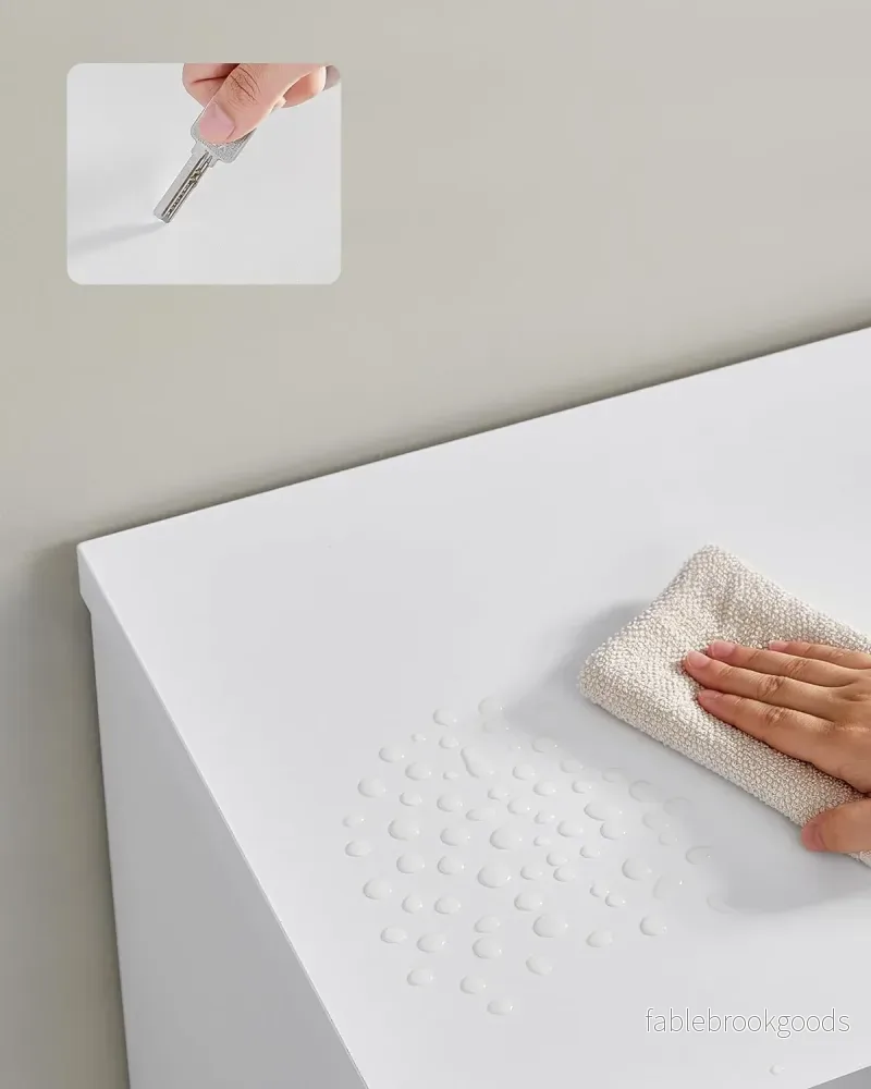 TV-skåp - Med LED-belysning och öppna hyllor - Vit - Bild 3