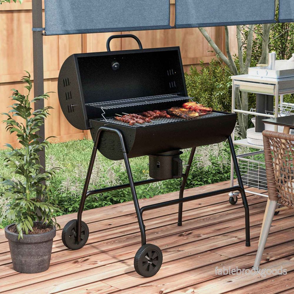 Justerbar kolgrill med termometer och hjul - Bild 2
