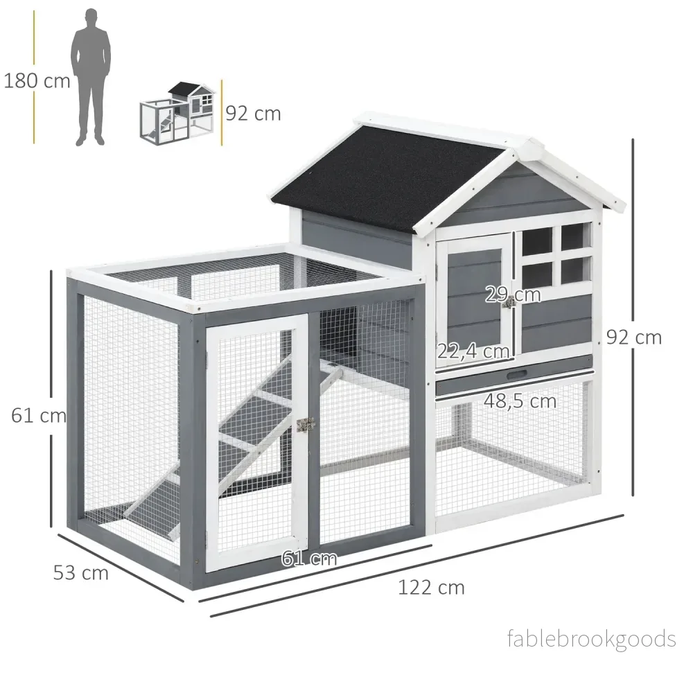 Liten djurhydda med avtagbar bricka och ramp, 122x62x92cm - Bild 3