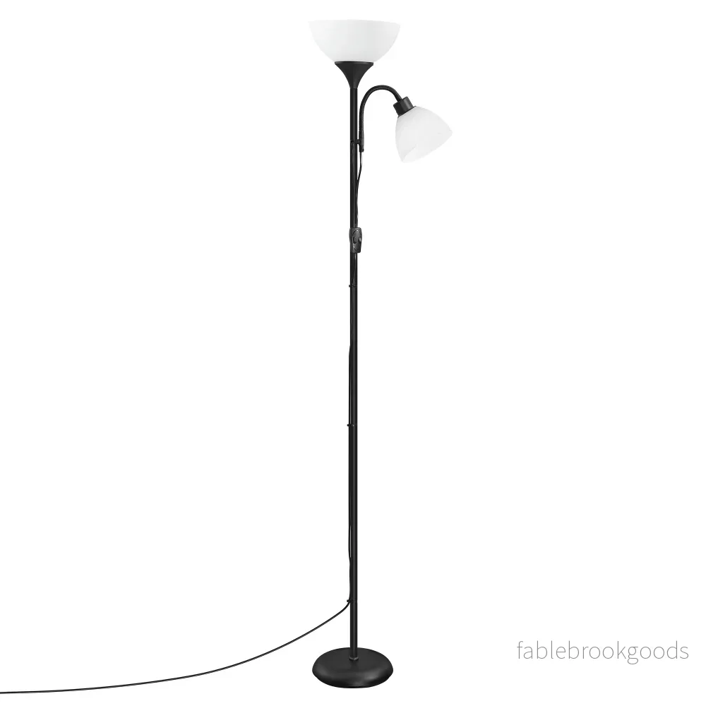 Vloerlamp – Met Verstelbare Leeslamp – 176 cm – Matzwart Vloerlamp – Met Verstelbare Leeslamp – 176 cm – Matzwart