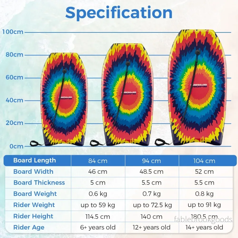 Barnbodyboard – med EPS kärna och XPE topp HDPE underdel handledsrem, explosivt mönster – 104 cm – Färgglad - Bild 2