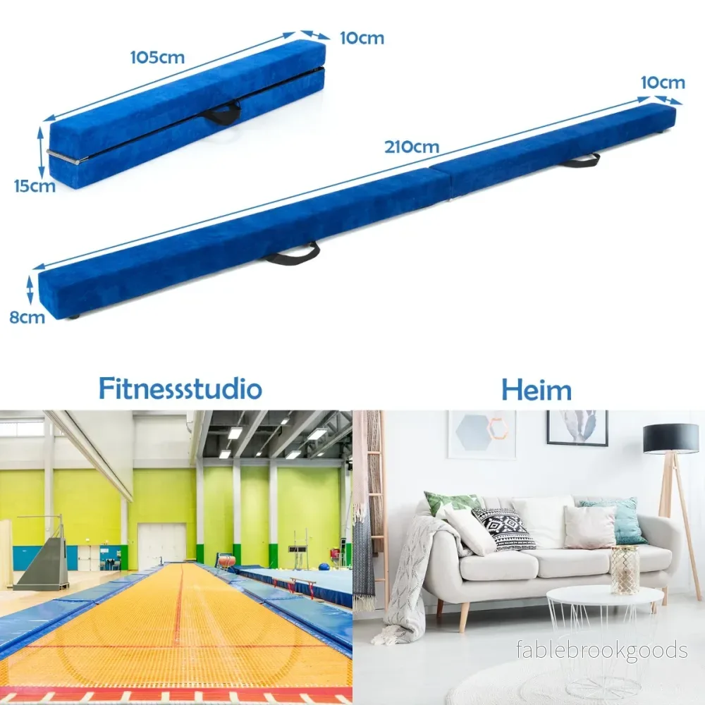 Balansbalk – Gymnastikträning Vikbar Slitstark Fitness – 2,1 m – Blå - Bild 2