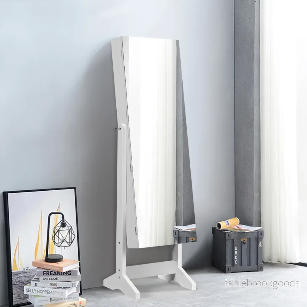 i – smyckesskåp med spegellåsbar smyckeskåp – 2 1 41 x 36,5 x 146 cm – Vit - Bild 3