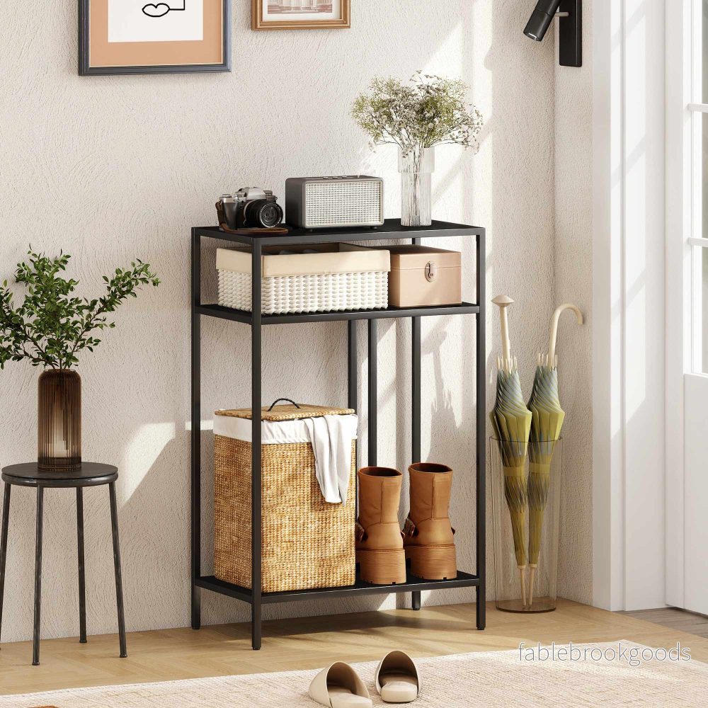 Konsolbord med 3 hyllor, metallram, svart, 55 cm - Bild 2