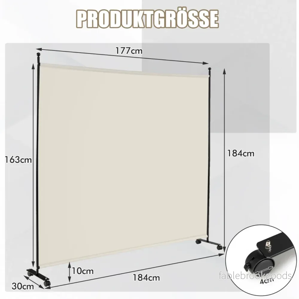 Enkelrumsavdelare – med en panel bred sekretessskärm – 184 x 30 x 184 cm – Beige - Bild 2