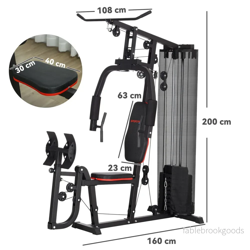 Multifunktionell fitnessstation med benpress och 45 kg vikter - Bild 3