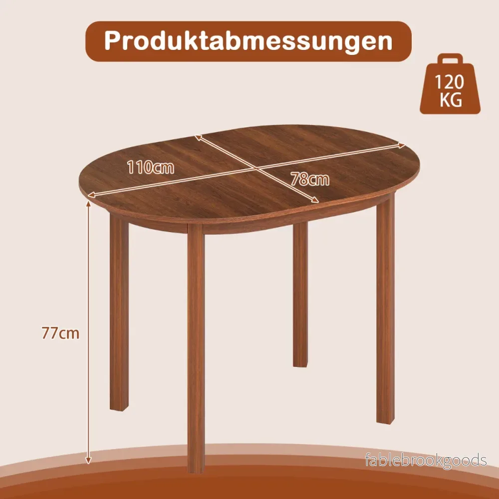 Oval – matsalsbord för personer Köksbord av trä Träbord Valnötsträ – 2-4 – Valnöt - Bild 2