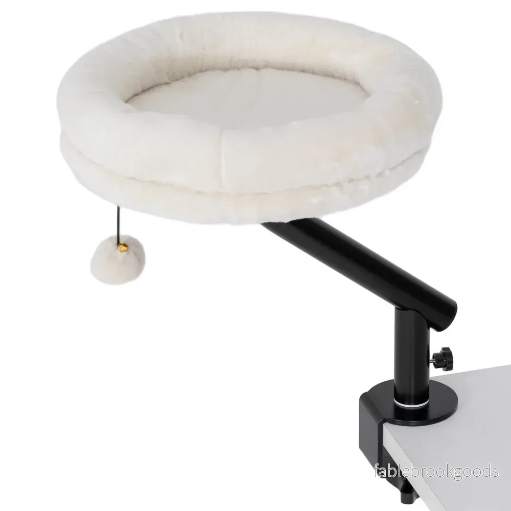 Kattbädd, 360° roterande, justerbar höjd, krämfärgad