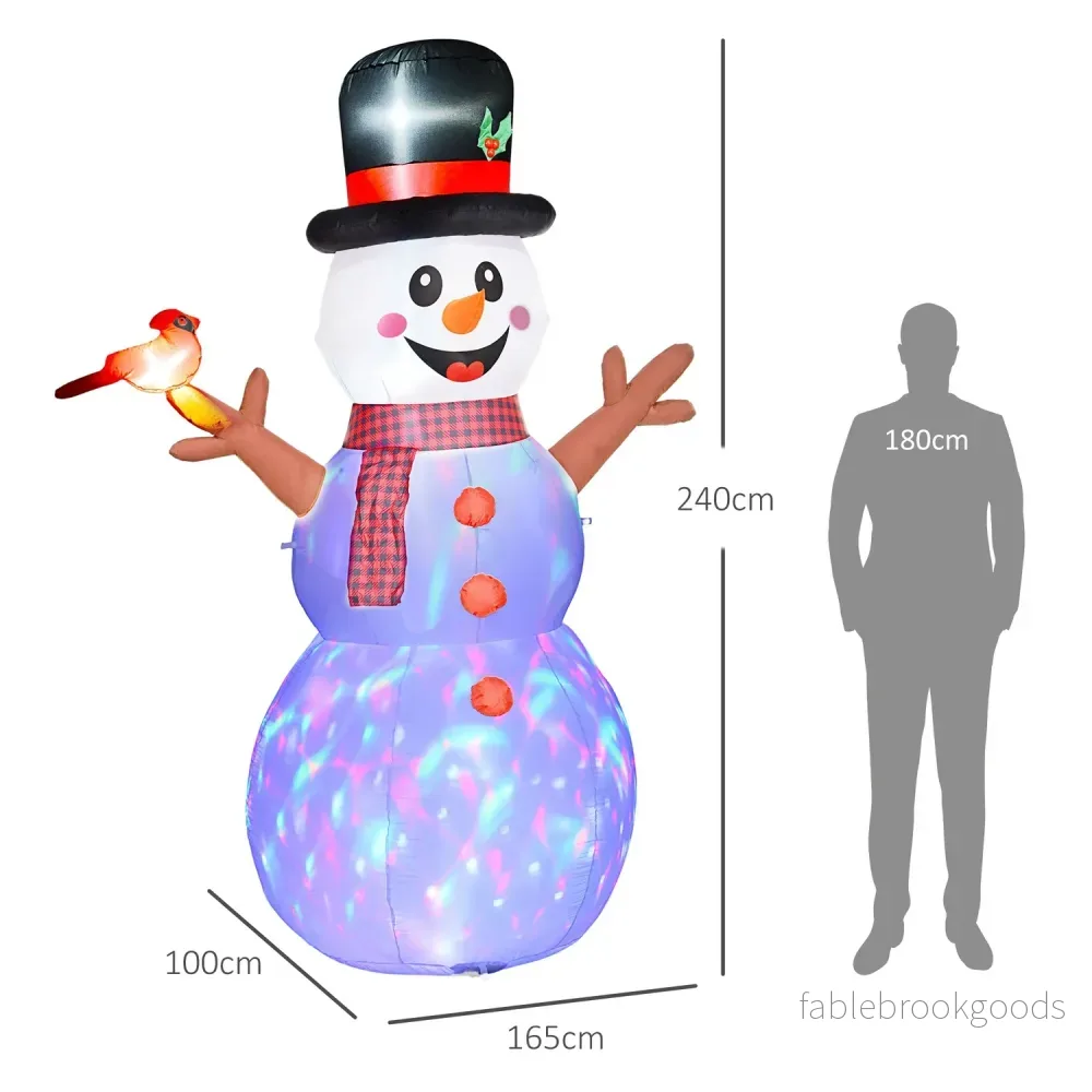 Uppblåsbar 2,4 m LED-snögubbe-dekoration för inomhus/utomhus - Bild 3