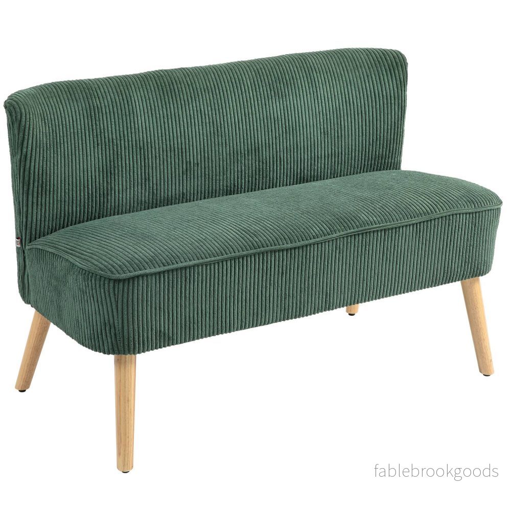Grön 2-sits soffa, manchesterlook, träben
