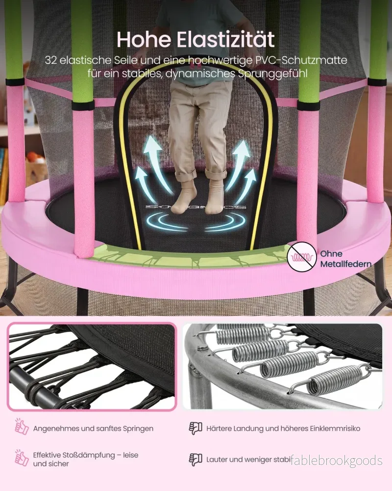 Kindertrampoline - 174 cm - Met Veiligheidsnet - Randbescherming - Roze - Bild 3