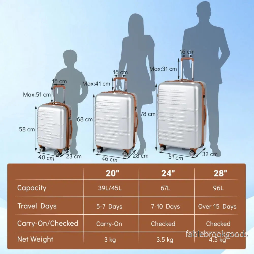 del – Resväska Hårdskal med TSA Lås Teleskop Aluminiumhandtag och Hjul – 3 4 – Silver - Bild 2
