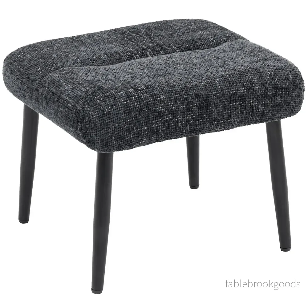 Fotpall med mjuk kudde, chenilletyg, stålben