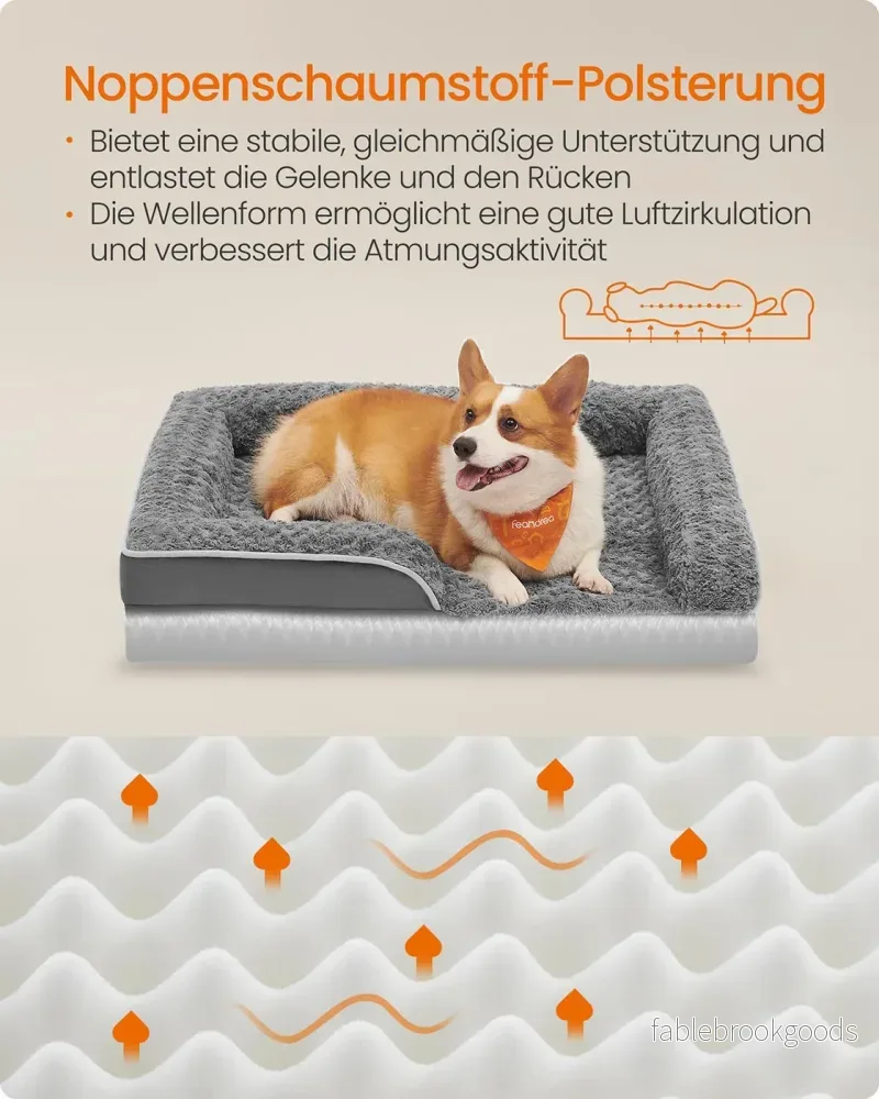Ortopedisk hundsäng – Plyschöverdrag – Skiffergrå - Bild 3